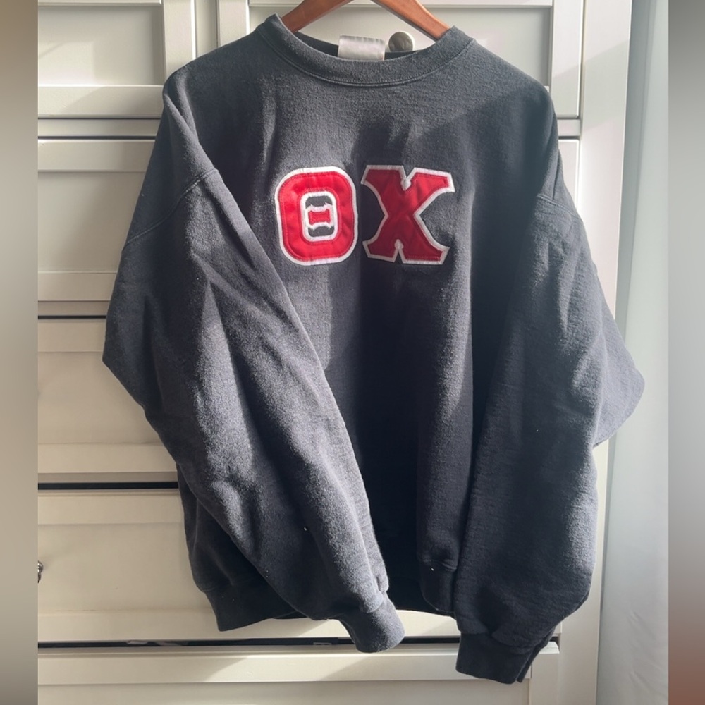 Grey and Red Crewneck Sweater